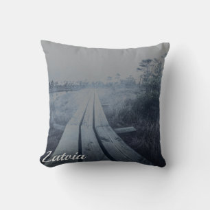 Foggy swamp landscape cushion