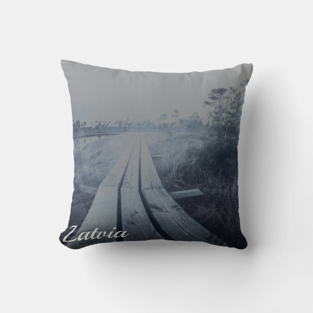 Foggy swamp landscape cushion (Front)