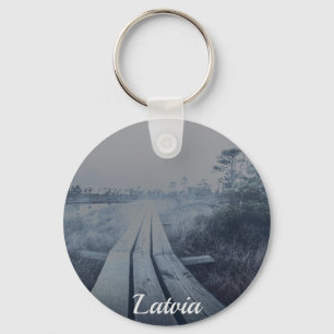 Foggy swamp landscape key ring