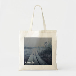 Foggy swamp landscape tote bag
