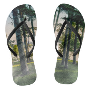 Foggy Trees At Table Rock Flip Flops