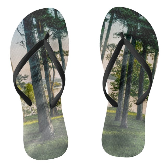 Foggy Trees At Table Rock Flip Flops (Footbed)
