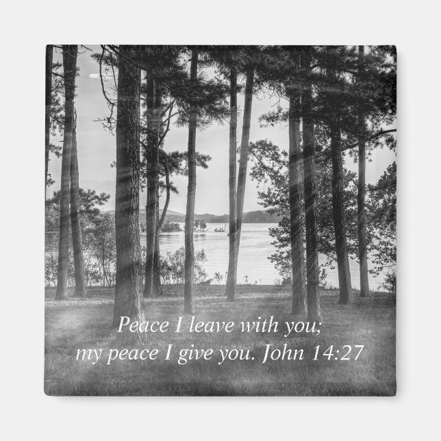 Foggy Trees At Table Rock Grayscale Bible Verse Magnet (Front)