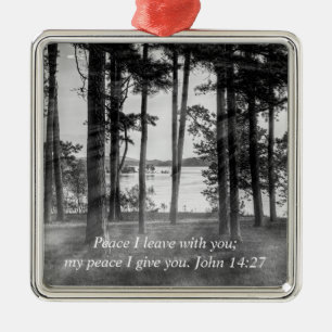 Foggy Trees At Table Rock Grayscale Bible Verse Metal Tree Decoration
