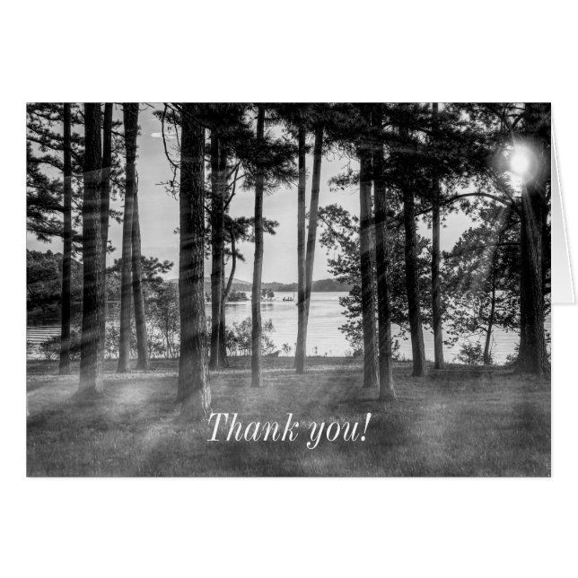 Foggy Trees At Table Rock Grayscale Thank You (Front Horizontal)