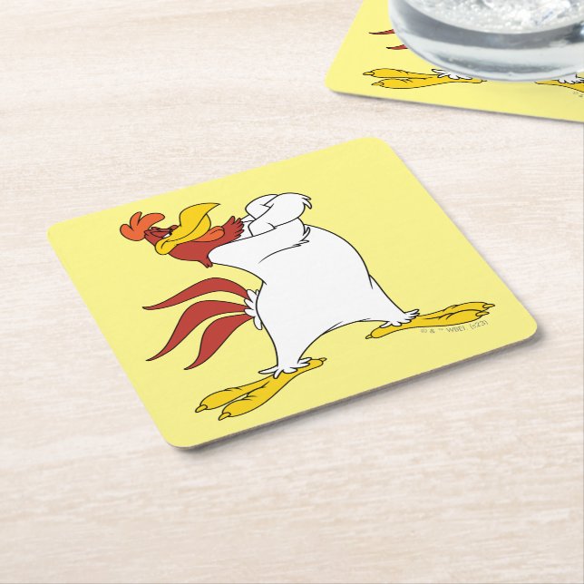 Foghorn Leghorn Arms Crossed Square Paper Coaster (Angled)