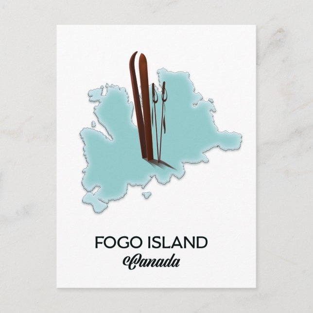 Fogo island Canada map poster Postcard (Front)
