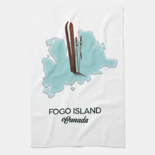 Fogo island Canada map poster Tea Towel