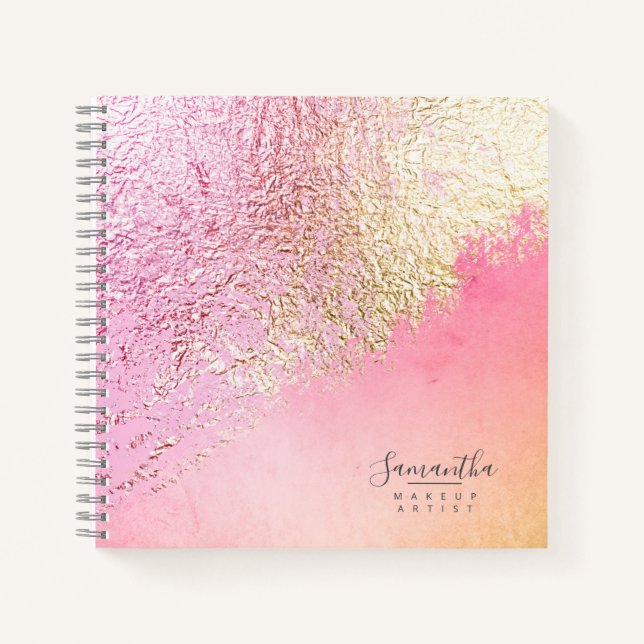 Foil Abstract Gold Peach ID775 Notebook (Front)