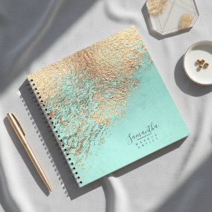Foil Abstract Gold Teal ID775 Notebook