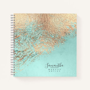 Foil Abstract Gold Teal ID775 Notebook