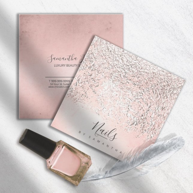 Foil Abstract Silver Rose Gold ID775 Square Business Card (Creator Uploaded)