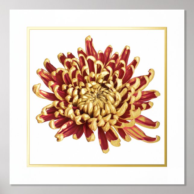 Foil Accent Red & Gold Mum Print Poster (Front)