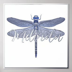 Foil Accented Dragonfly & Personalisation Print 