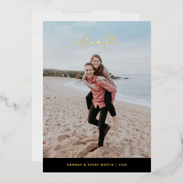 Foil All Our Love Valentine's Day Card - Black (Envelope)