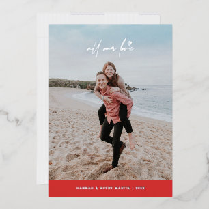 Foil All Our Love Valentine's Day Card - Red