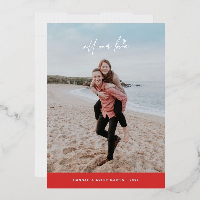 Foil All Our Love Valentine's Day Card - Red (Envelope)