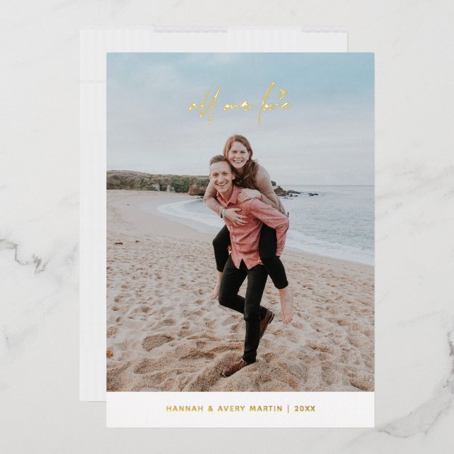 Foil All Our Love Valentine's Day Card - White (Envelope)