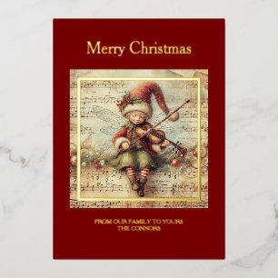 Foil and red Merry Christmas holiday Card