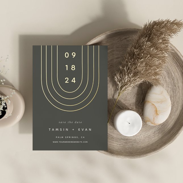 Foil Arch | Modern Minimal Save the Date Card (Creator Uploaded)