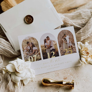 Foil Arch Photo Save The Date Minimal Wedding Card
