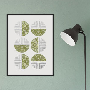 Foil Army Green Circle Geometric Art Print Poster