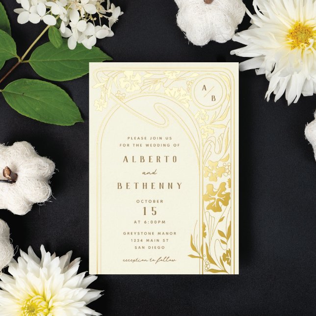 Foil Art Nouveau Arch Foil Invitation (Creator Uploaded)