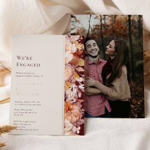 FOIL Autumn Burgundy Modern Photo We're Engaged