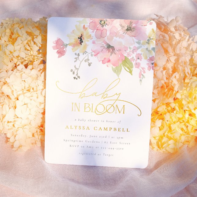 Foil | Baby in Bloom Blush Pink Floral Baby Shower (Creator Uploaded)