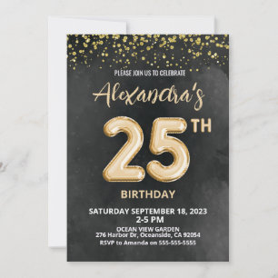 Foil Balloon 25th Birthday Invitation
