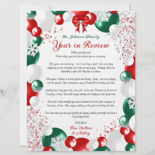 Foil Balloon Christmas Letter Template Stationary Custom Letterhead