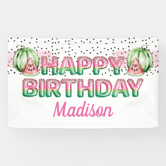 Foil Balloon Letters Melon Personalised Birthday Banner (Horizontal)