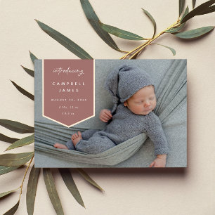 Foil Banner Overlay Photo Birth Announcement