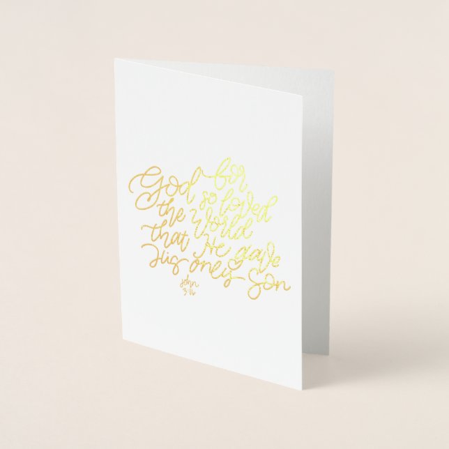 Foil Bible verse card, John 3:16 Card (Front)