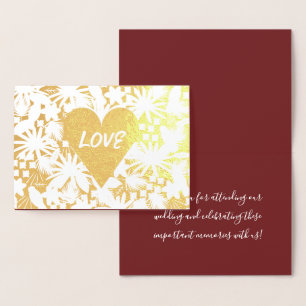Foil Birds Love Wedding Thank You Card