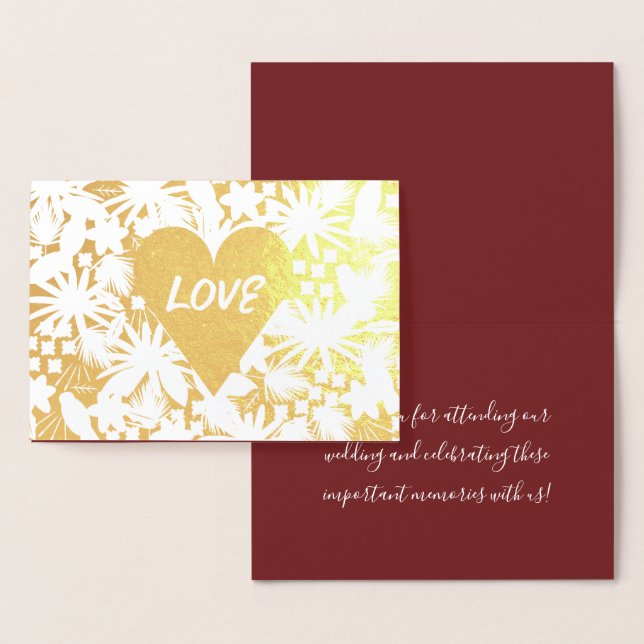 Foil Birds Love Wedding Thank You Foil Card (Display)