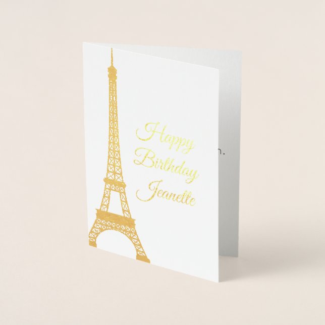 Foil Birthday Card, Happy Birthday Card, Paris Card (Front)