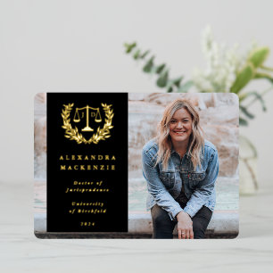 Foil/Black JD Law Scales Graduation Announcement