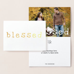 Foil Blessed Maple Leaves Thanksgiving Greeting Foil Card
