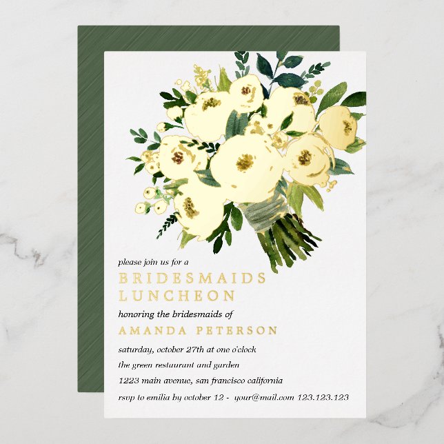 Foil Bloom | Bouquet Bridesmaids Luncheon Wedding  (Front/Back)