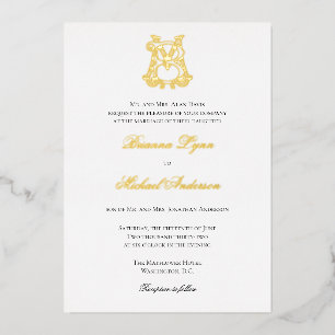 Foil BM Monogram MB Monogram Invitation