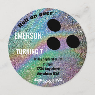 FOIL BOWLING BALL, bowling, Glow birthday party Invitation