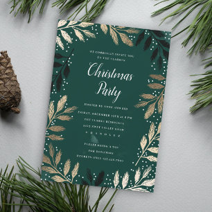 Foil Branch Frame Christmas Party Invitation