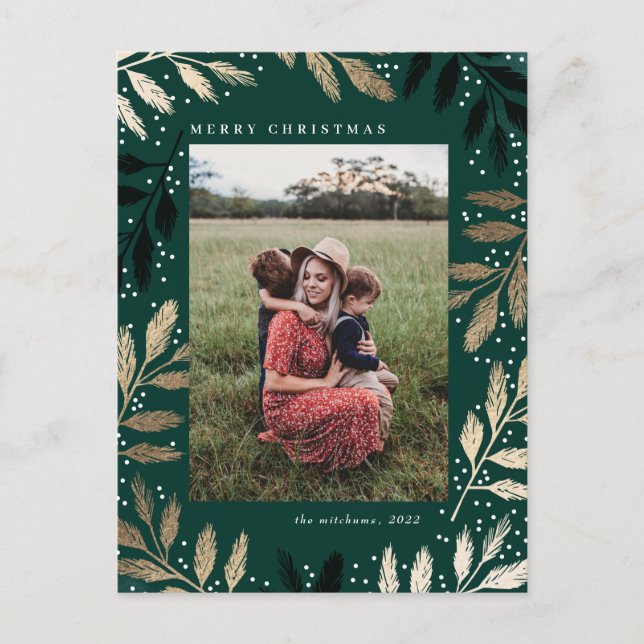 Foil Branches Merry Christmas Photo Frame Holiday  (Front)