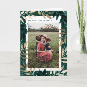 Foil Branches Merry Christmas Photo Frame Holiday  Card