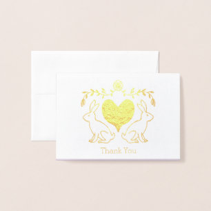 Foil Bunny & Heart Thank You Card