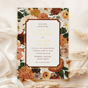 Foil Burgundy Boho Fall Floral Wedding