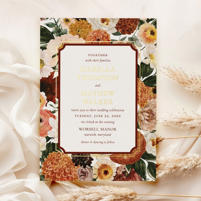Foil Burgundy Boho Fall Floral Wedding (Creator Uploaded)