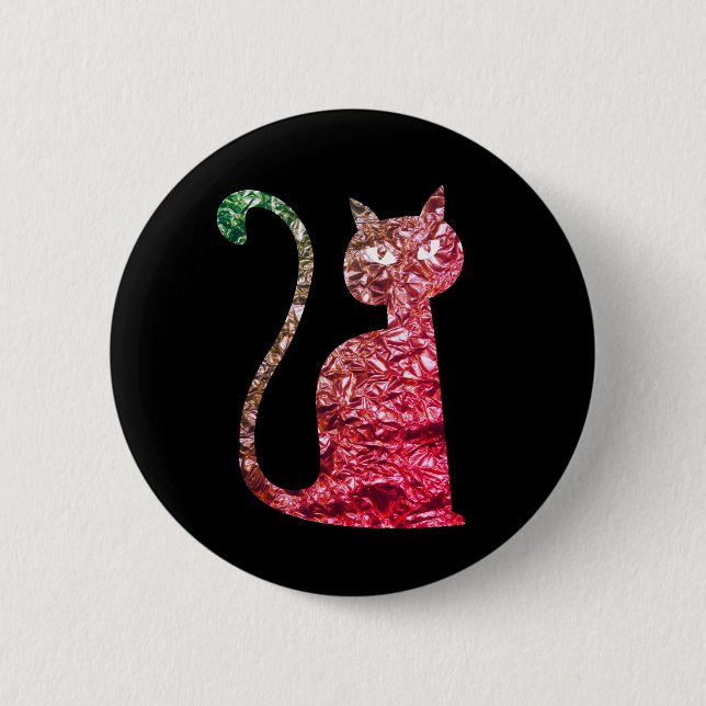 Foil Cat 6 Cm Round Badge (Front)