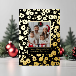 Foil Christmas Card Template 2 Photo Black Gold